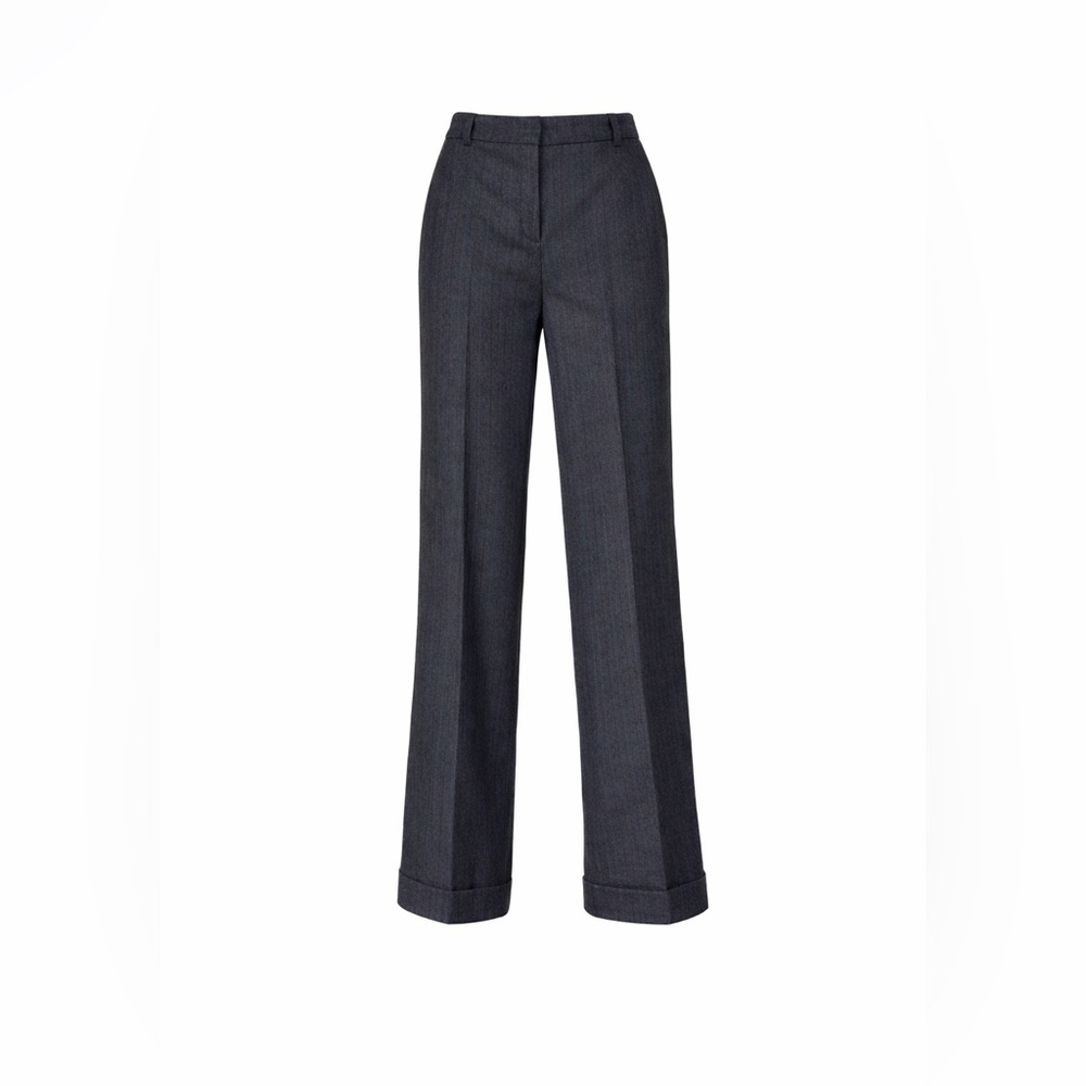 J.Crew Wool Blend‎ Pinstripe Wide Leg Cuffed Trousers Size 2
